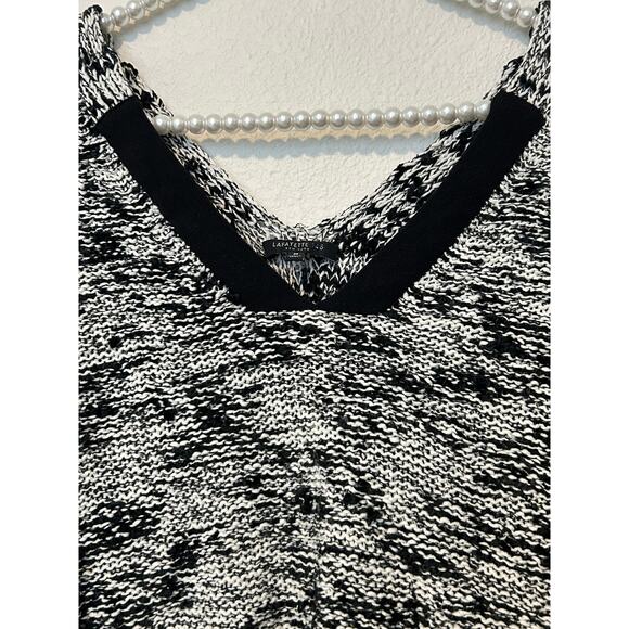 Lafayette 148 Size Medium Knitted Top White Black Dolman Sleeve Cotton Shirt - Picture 9 of 16